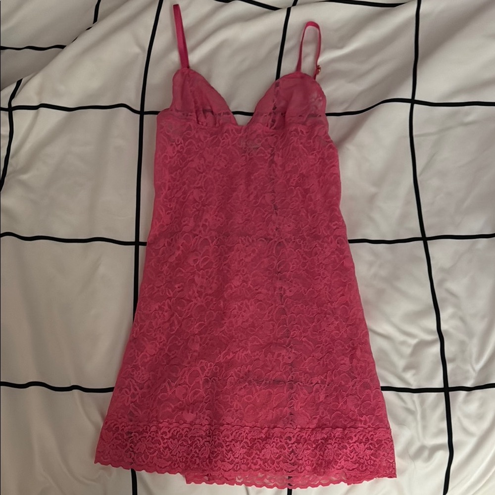 Pink lace bodycon slip